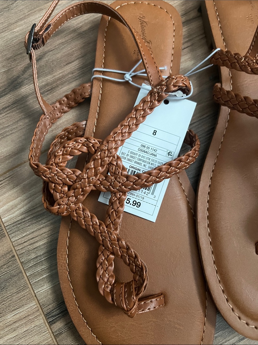 Braided Strap Brown Women's Sandals - Picture 2 of 4